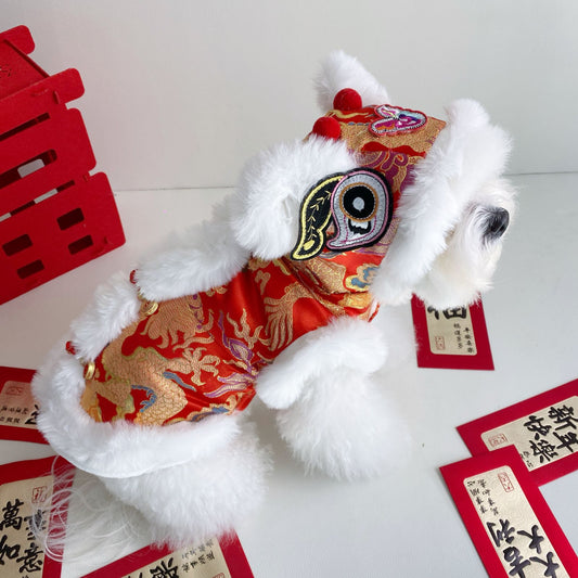 Hooded Tang Suit Winter Warm Pet Clothes for Dogs and Cats